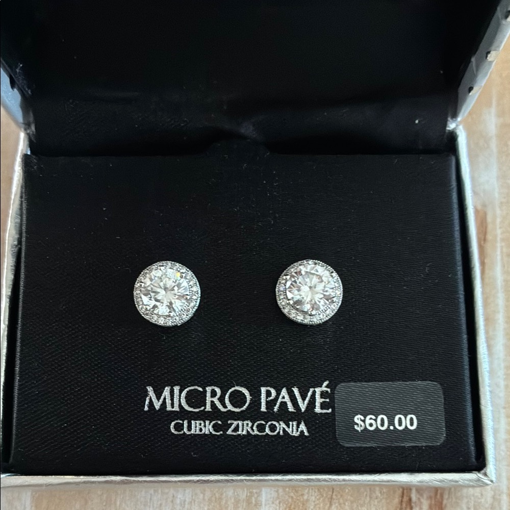 New Micro Pavé Cubic Zirconia Stud Earrings